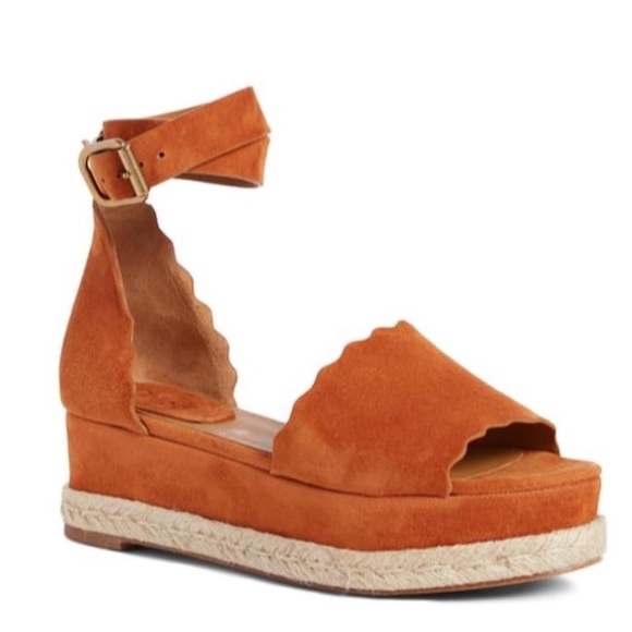 Chloe scallop suede platform espadrilles - Picture 8 of 9